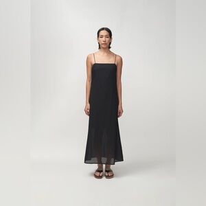 Black Linen Spaghetti Strap Dress